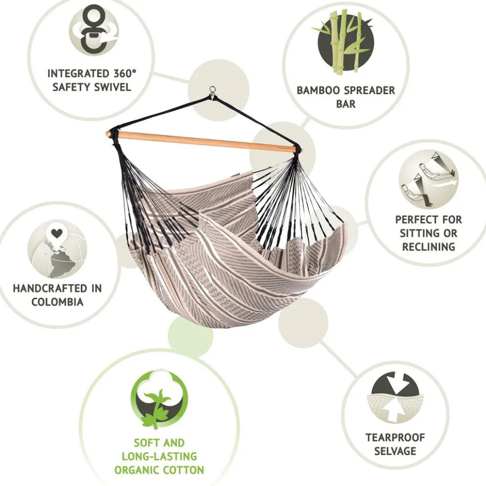 100% Organic Cotton Kingsize Hammock Chair - Habana Zebra