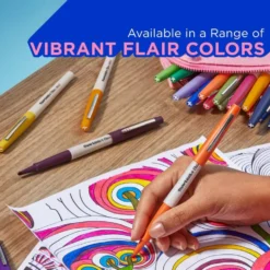 Paper Mate® Flair Pens, Felt Tip Pens, Bold Tip (1.2 mm), Assorted Colors, 12 Count