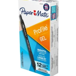 Paper Mate® Gel Pen, Profile Retractable Pen, 0.7mm, Black, 12 Count
