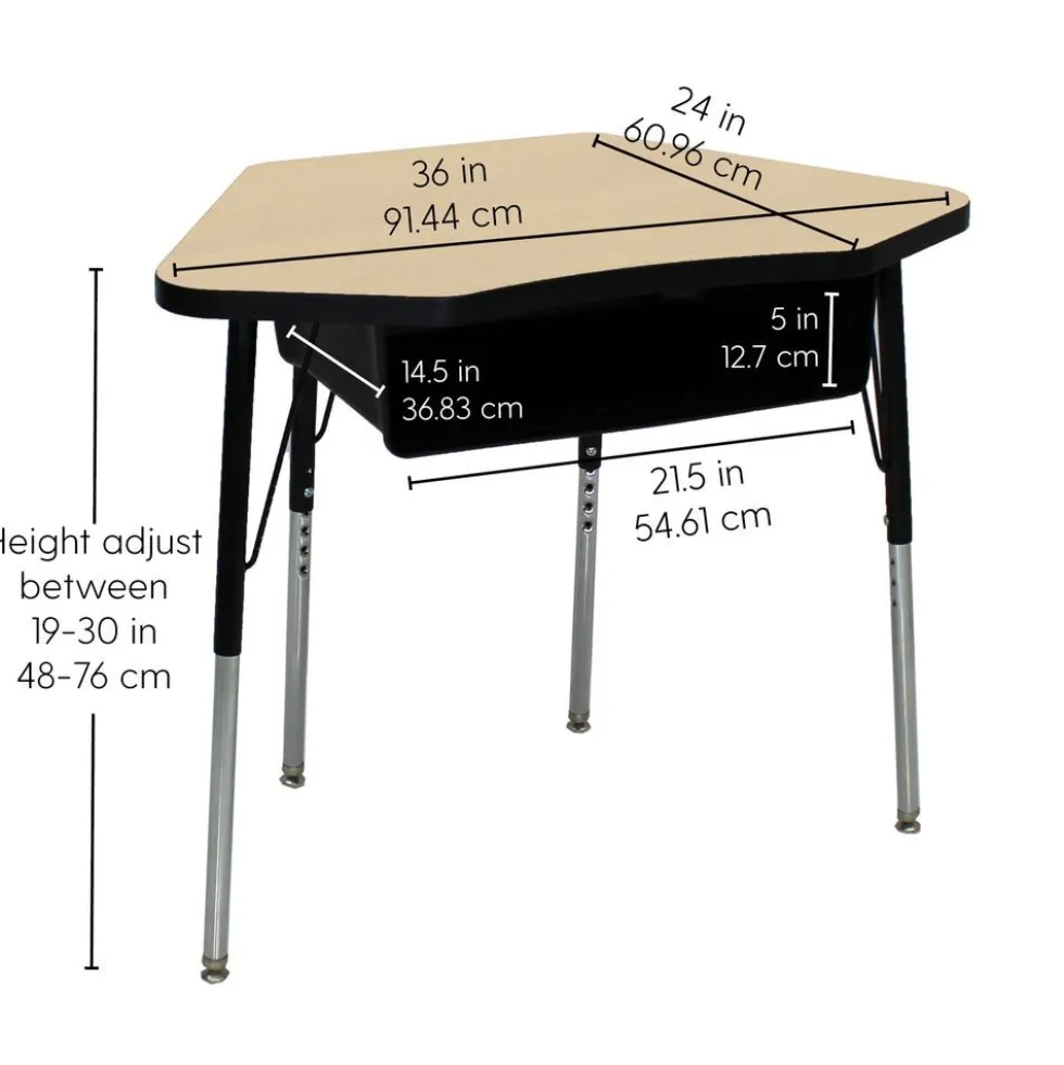 Petal Desk & 16" Stack Chair Set - Gray/Black (2-Pack/4-Piece)
