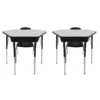 Petal Desk & 12" Stack Chair Set - Gray/Black (2-Pack/4-Piece)