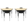 Petal Desk & 12" Stack Chair Set - Maple/Black (2-Pack/4-Piece)