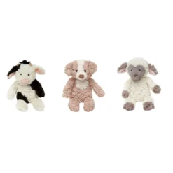 Plush Stuffed Barnyard Animals, Set of 3 - Cow, Lamb and Dog