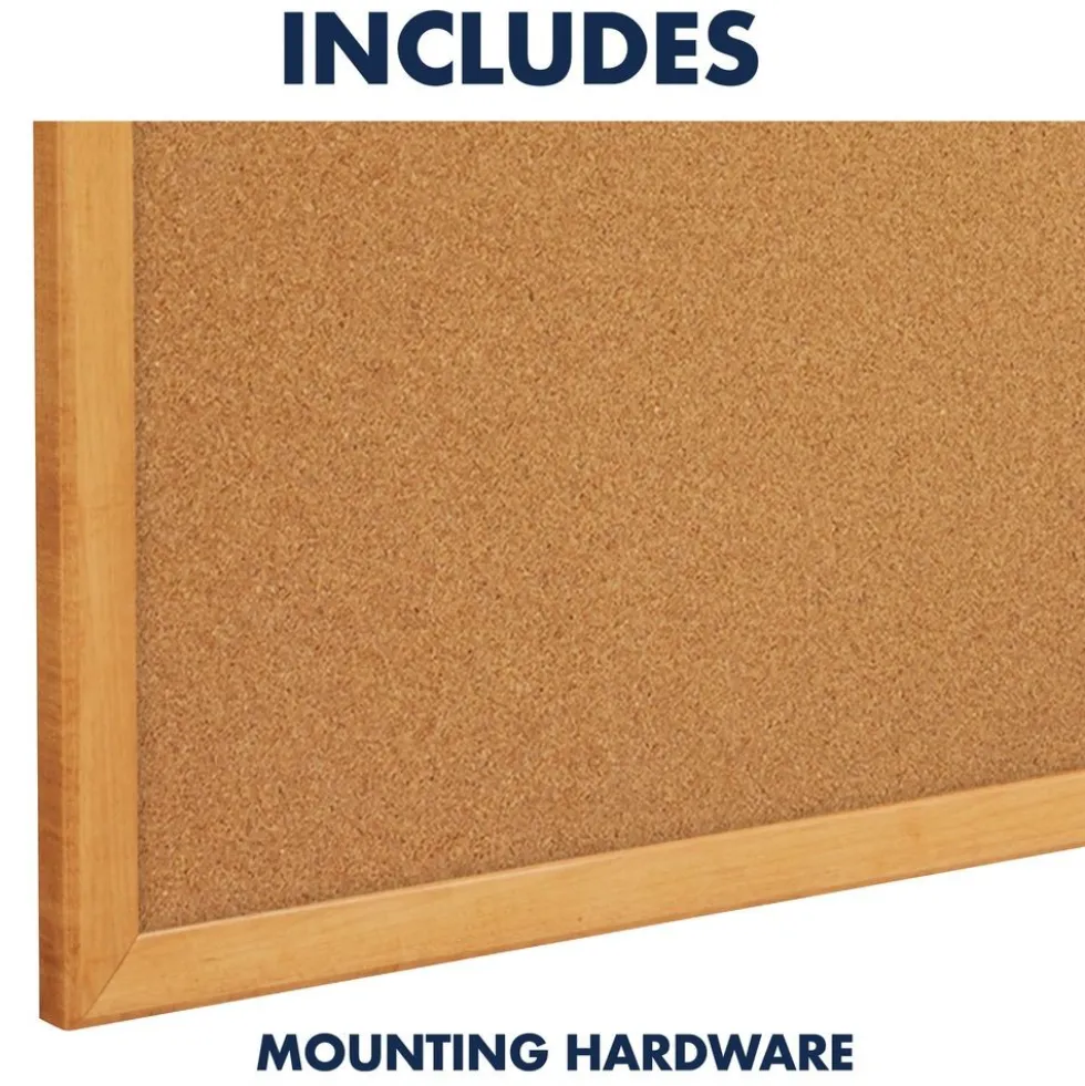 Quartet Classic Cork Bulletin Board, 60" x 36", Oak Finish Frame