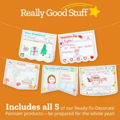 Ready to Decorate® Pennants Posters Classroom Pack - 120 Posters
