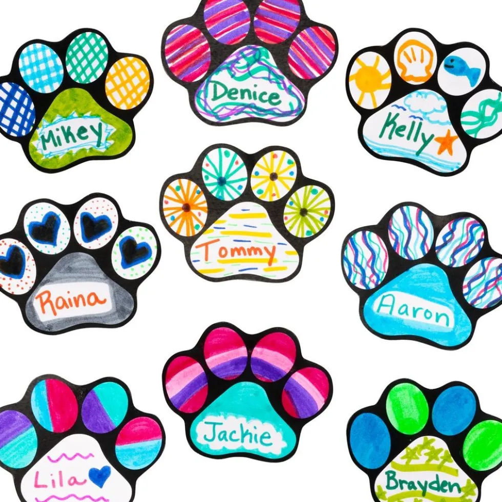 Ready-To-Decorate® Student Name Paw-Print Magnets - 32 magnets