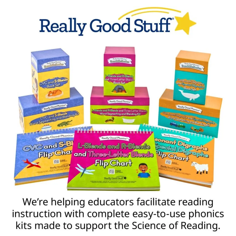 Really Good Phonics™ L- and R-Blends and Three-Letter Blends Kit - Decodable Readers, Flip Chart & Word Segmenting and Blending Kit