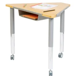 Really Good Stuff® Adjustable Bamboo Top Trapezoid Sensory Desk with Tray