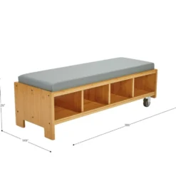 Really Good Stuff® Bamboo Bench Seat with Storage & Cushion