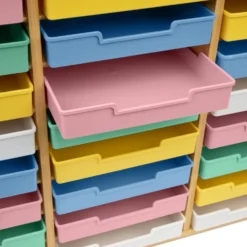 Really Good Stuff® Bamboo 27-Slot Mail Center With Bold Vibes Trays
