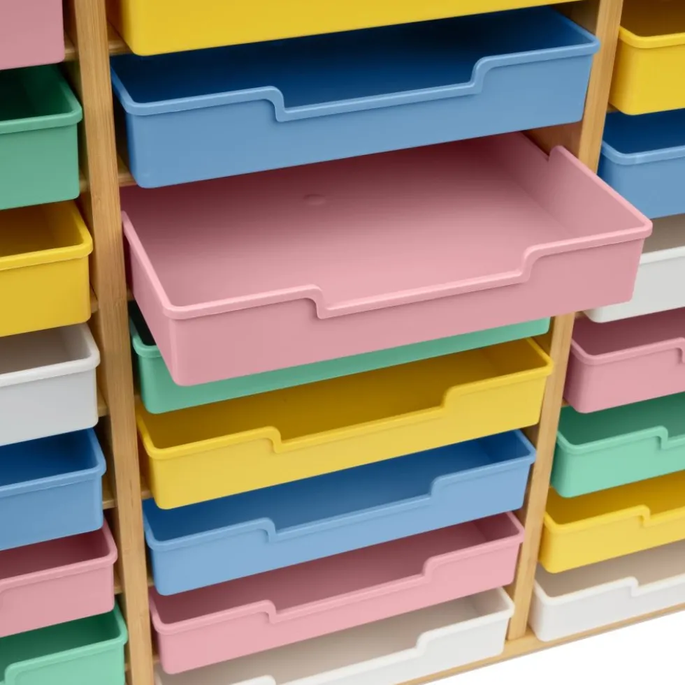 Really Good Stuff® Bamboo 27-Slot Mail Center With Bold Vibes Trays