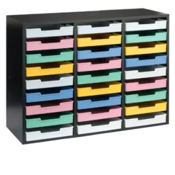 Really Good Stuff® Black 27-Slot Mail Center With Bold Vibes Trays