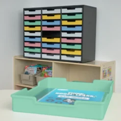 Really Good Stuff® Black 27-Slot Mail Center With Bold Vibes Trays