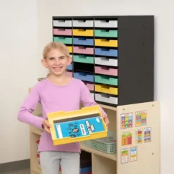 Really Good Stuff® Black 27-Slot Mail Center With Bold Vibes Trays