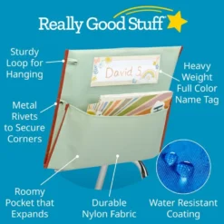 Really Good Stuff® Boho Chair Pocket Classic - Mint Chair Pocket with Clay Trim - Single