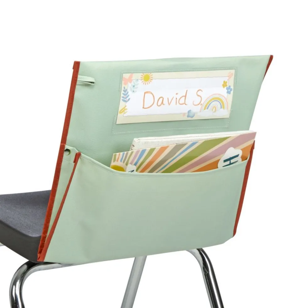 Really Good Stuff® Boho Chair Pocket Classic - Mint Chair Pocket with Clay Trim - Single
