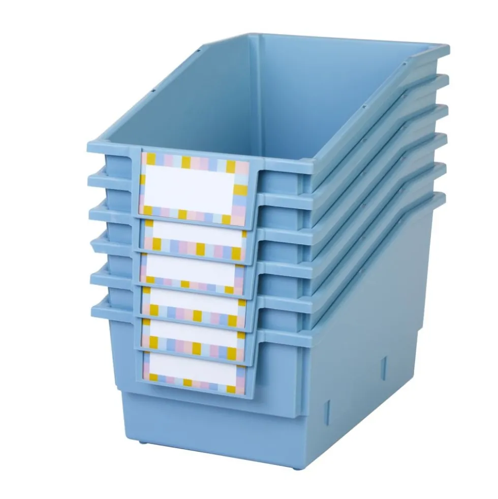 Really Good Stuff® Chapter Book Library Bins™ With Dividers - 6 Pack - Smoke Blue
