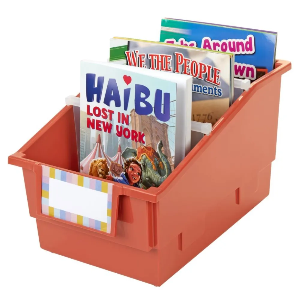 Really Good Stuff® Chapter Book Library Bins™ With Dividers - 6 Pack - Clay