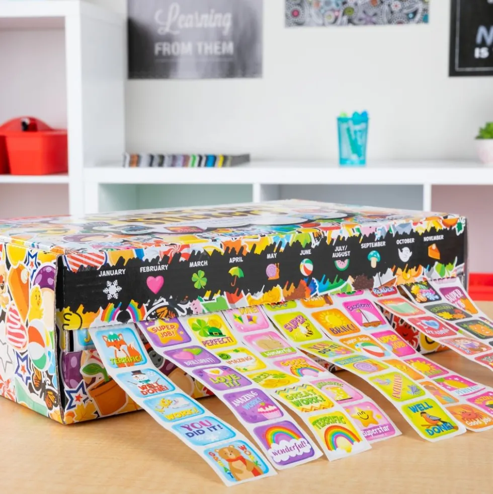 Really Good Stuff® Classroom Stickers And Storage Box 2,240 Stickers - 2,240 stickers, storage box
