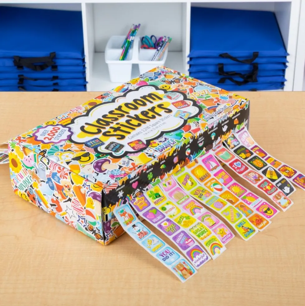 Really Good Stuff® Classroom Stickers And Storage Box 2,240 Stickers - 2,240 stickers, storage box