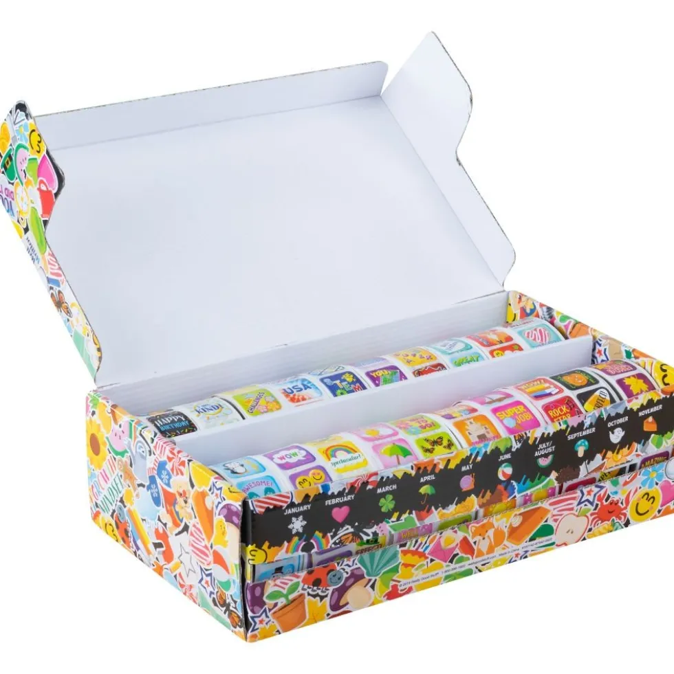 Really Good Stuff® Classroom Stickers And Storage Box 2,240 Stickers - 2,240 stickers, storage box