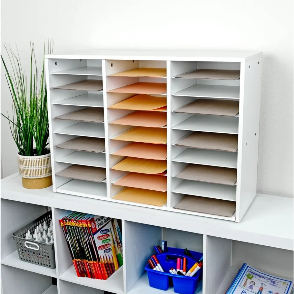 Really Good Stuff® Color-Code By Group With This 27-Slot Mail Center With Portable Trays In 4 Colors
