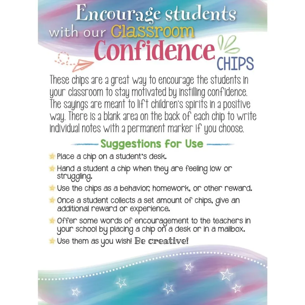 Really Good Stuff® Confidence Chips - 100 Empowering, Motivational, Positive Affirmations - Encourage Positive Feelings- Social-Emotional Learning - SEL for The Home and Classroom