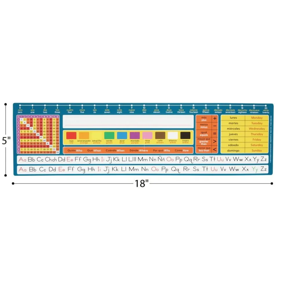 Really Good Stuff® Dual Language Desktop Helpers™ Intermediate, Vinyl, Self-Adhesive - Set of 24