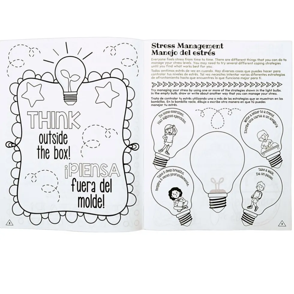 Really Good Stuff® Dual Language Social-Emotional Learning Coloring and Activity Book - Set of 12