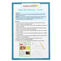Really Good Stuff® Main Idea Markup Story Cards and Tags - Level 1