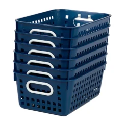 Really Good Stuff® Medium Baskets - Set of 6 -Navy Blue