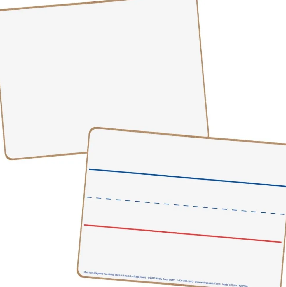 Really Good Stuff® Mini Non-Magnetic 9"x 6" 2-Sided Blank And Lined Dry Erase Boards - 24-Student Pack