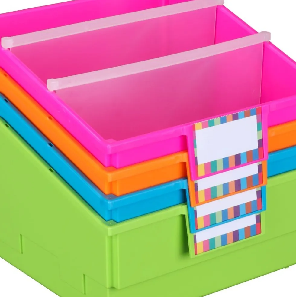 Really Good Stuff® Picture Book Library Bins With Dividers - Neon Set Of 4