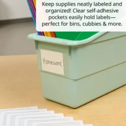 Really Good Stuff® Self Adhesive Vinyl Label Pockets- 3" x 2" - Set of 12