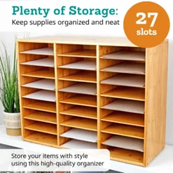 Really Good Stuff® 27-Slot Bamboo Mail Center