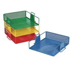Really Good Stuff® Stackable Wire Letter Trays - Set of 4 Colors