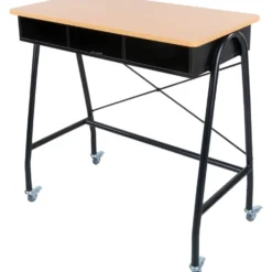 Really Good Stuff® Teacher Standing Desk With Baskets - Blue
