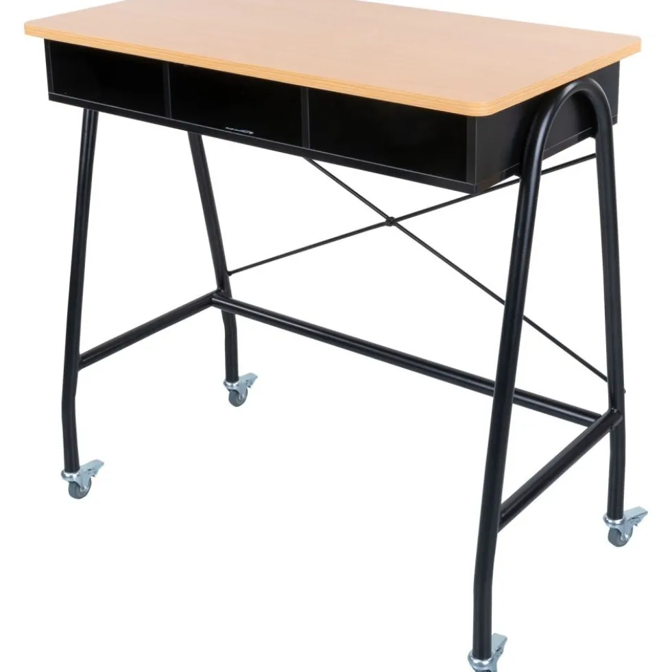Really Good Stuff® Teacher Standing Desk With Baskets - Blue