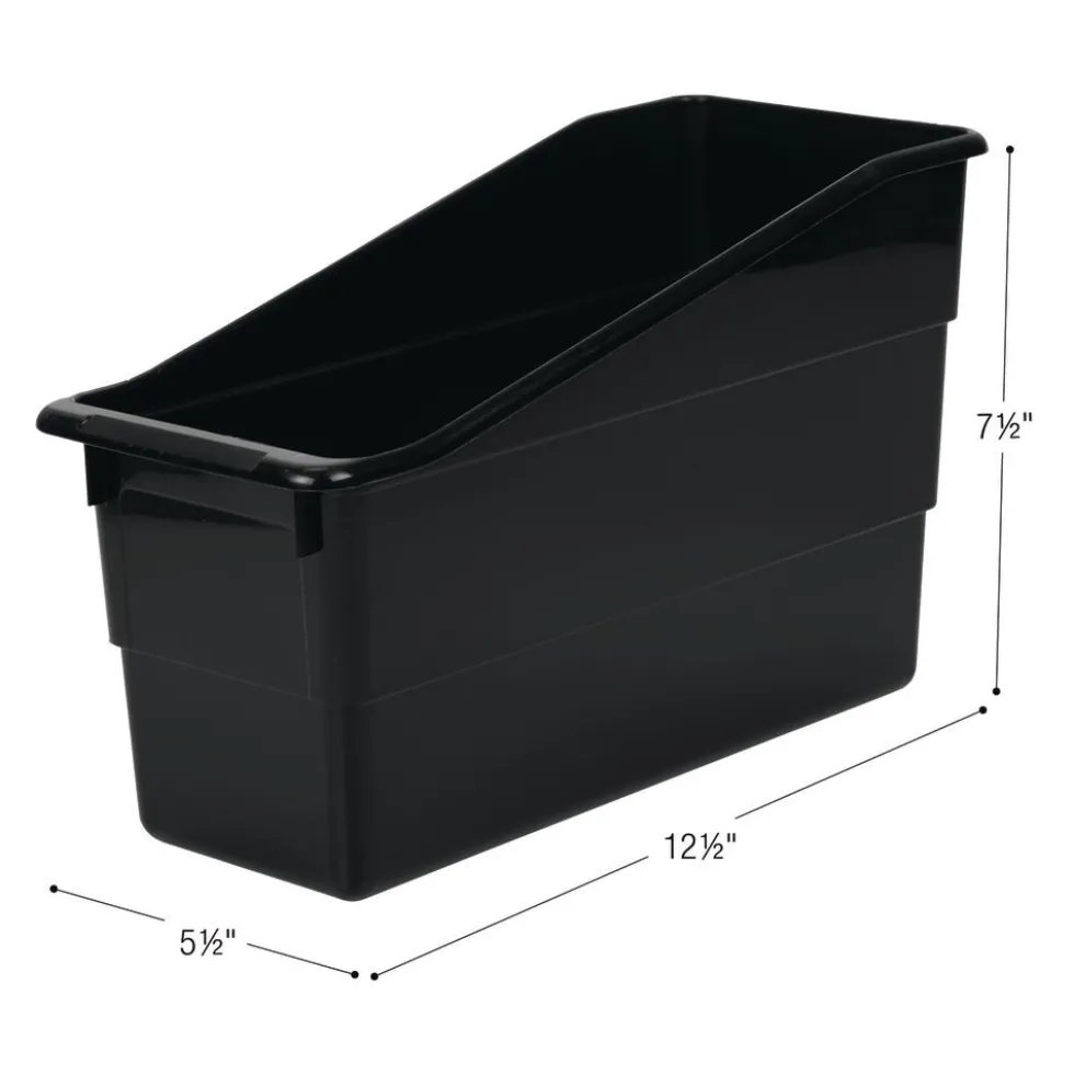 Really Good Stuff® Three Tier Shelf Storage with Black Durable Book & Binder Holders