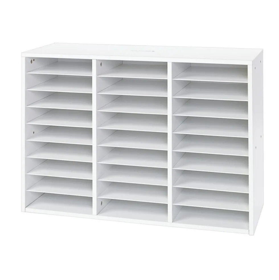 Really Good Stuff® White 27-Slot Mail Center With Tan Trays
