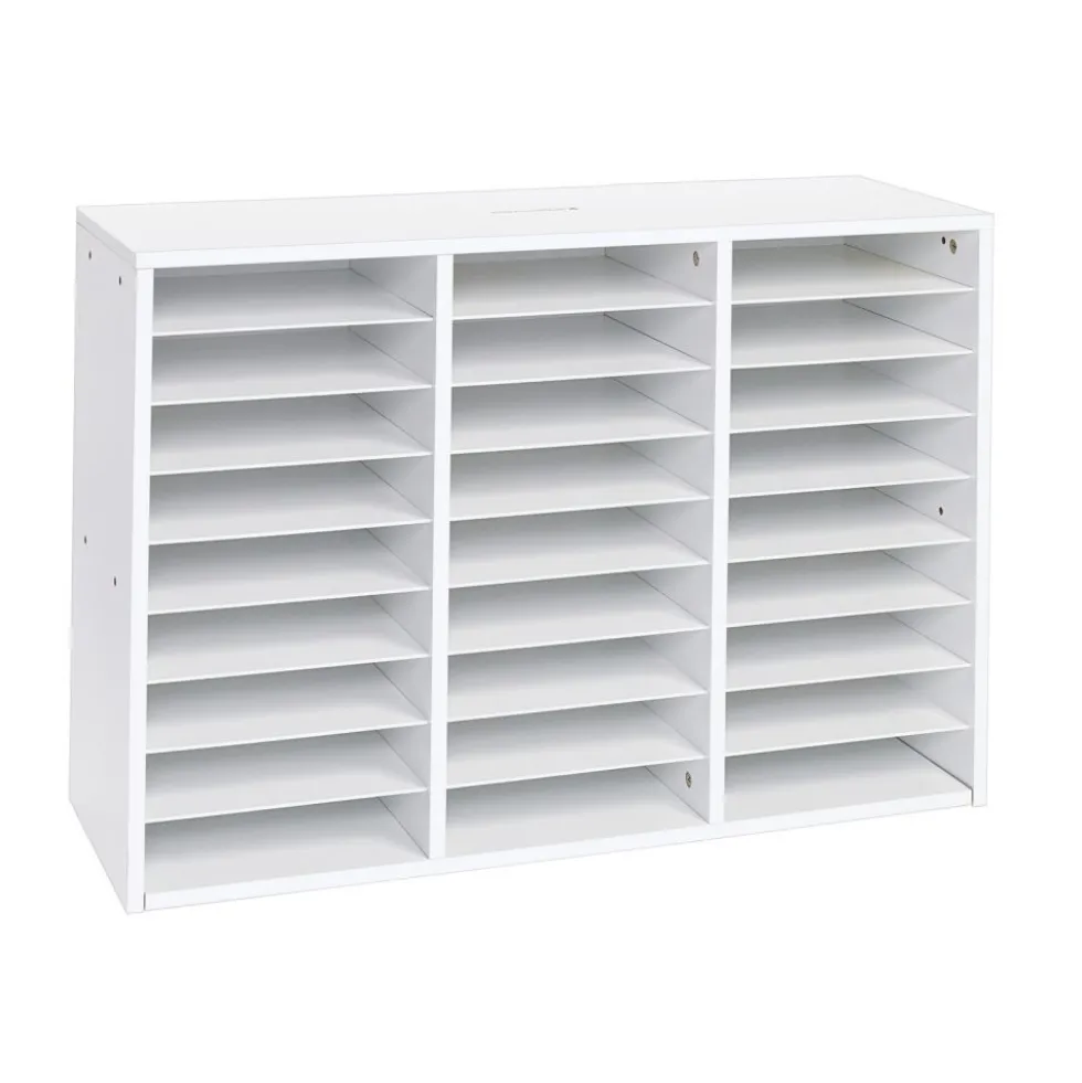 Really Good Stuff® White 27-Slot Mail Center With Tan Trays