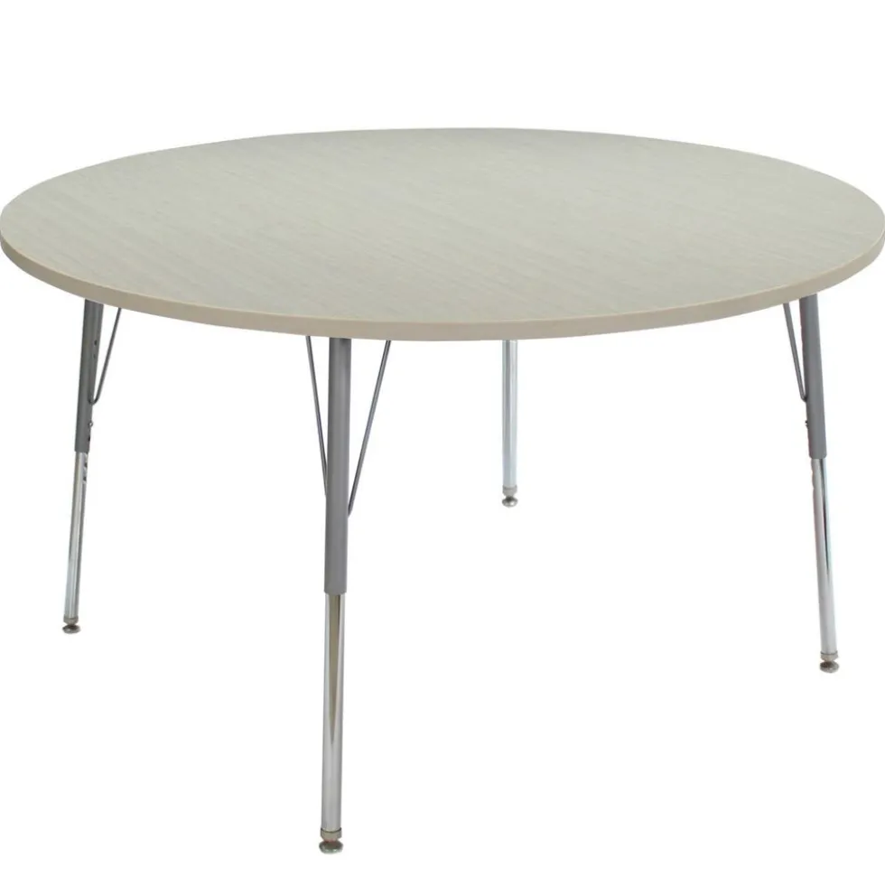 48" Round Activity Table with Adjustable Swivel Glide Legs - Sanddrift/Silver