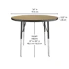 36" Round Activity Table with Adjustable Swivel Glide Legs - Pasadena Oak/Black