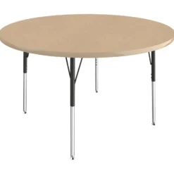48" Round Activity Table with Adjustable Swivel Glide Legs - Maple/Maple