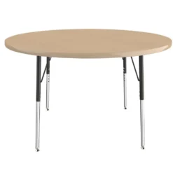 48" Round Activity Table with Adjustable Swivel Glide Legs - Maple/Maple