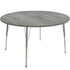 48" Round Activity Table with Adjustable Swivel Glide Legs - Light Gray Wood/Silver