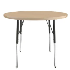 36" Round Activity Table with Adjustable Swivel Glide Legs - Maple/Maple
