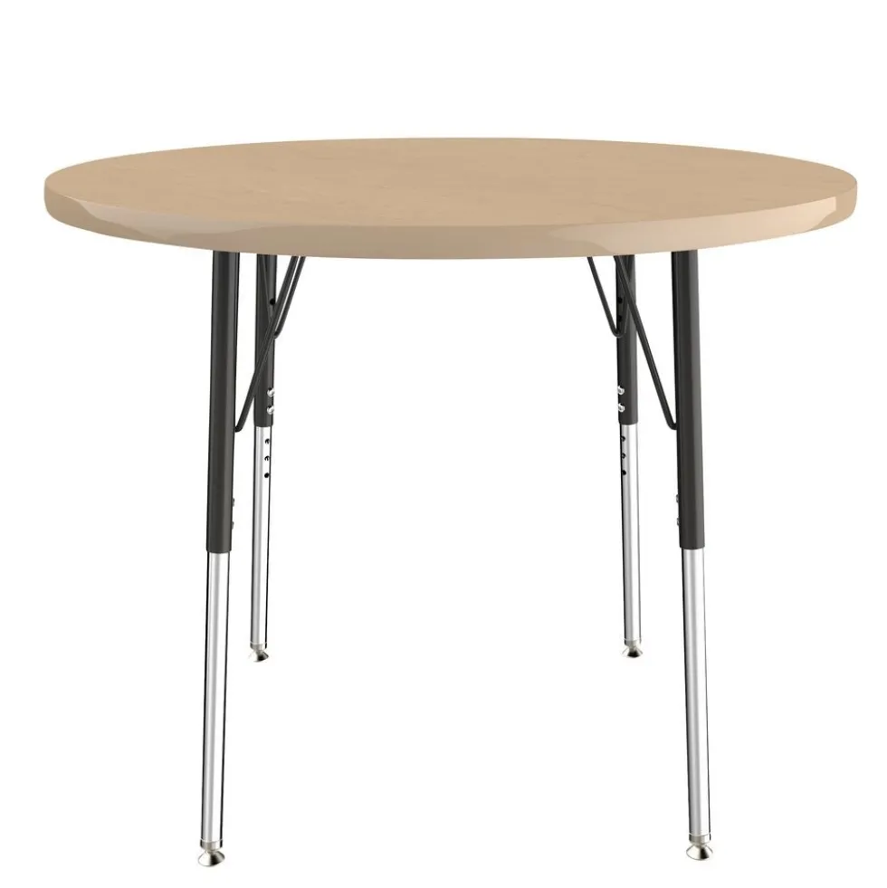36" Round Activity Table with Adjustable Swivel Glide Legs - Maple/Maple