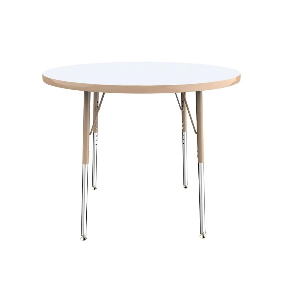 36" Round Dry-Erase Activity Table with Adjustable Swivel Glide Legs - White/Maple