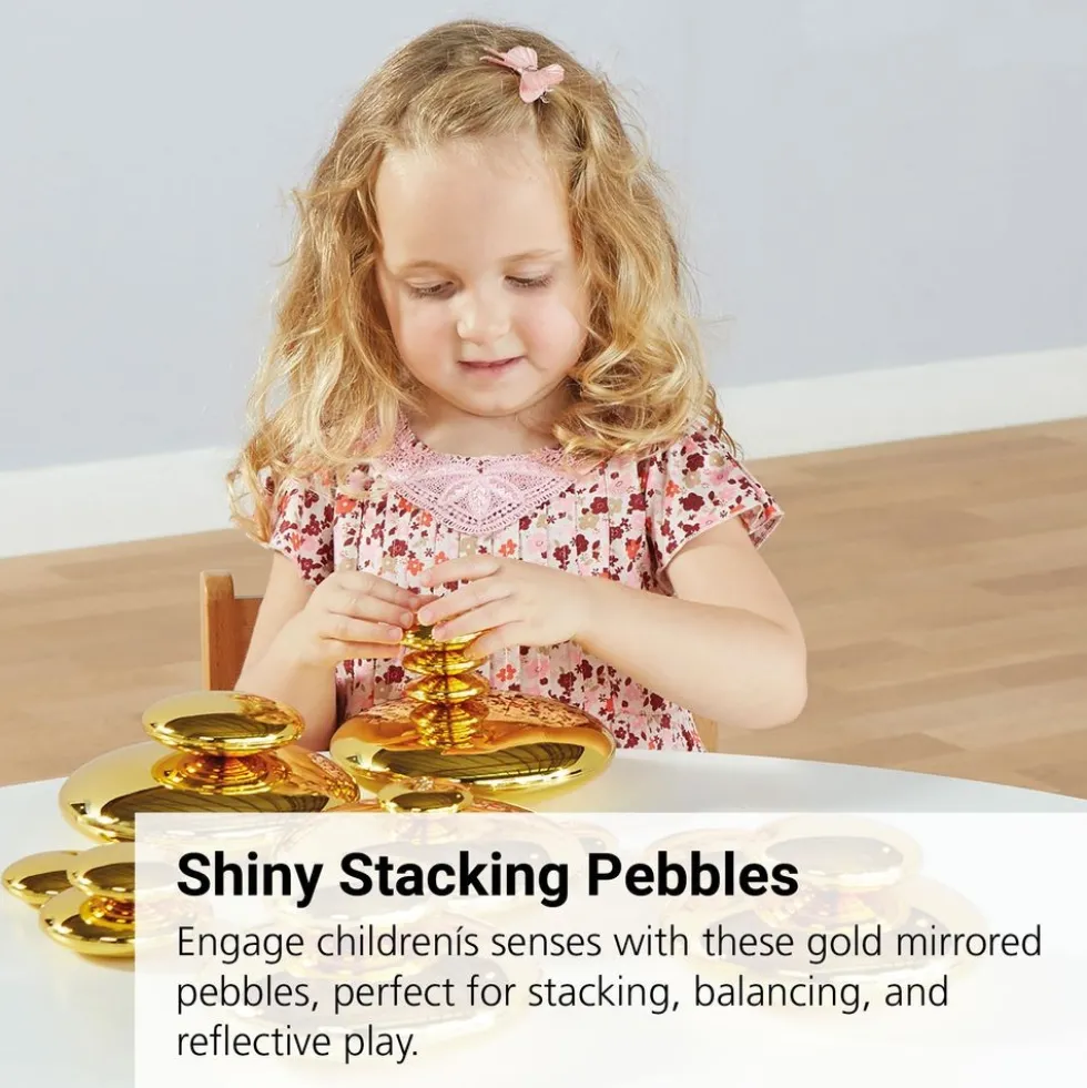 Sensory Mirrored Stacking Pebbles Gold - 20 Pack